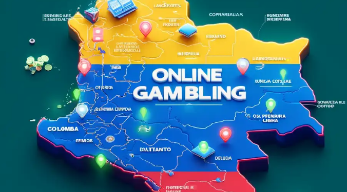 Mapa de Colombia destacando la situación legal de las apuestas en línea en el país
